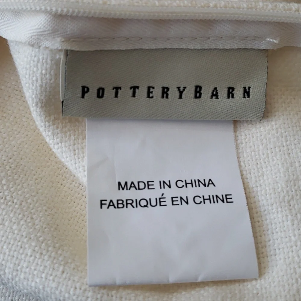 Pottery Barn Linen Blend Beaded Embellished Accent Throw Pillow Cover 20x20